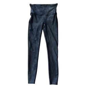 Spanx Fleece Lined Faux Leather Black Leggings Medium